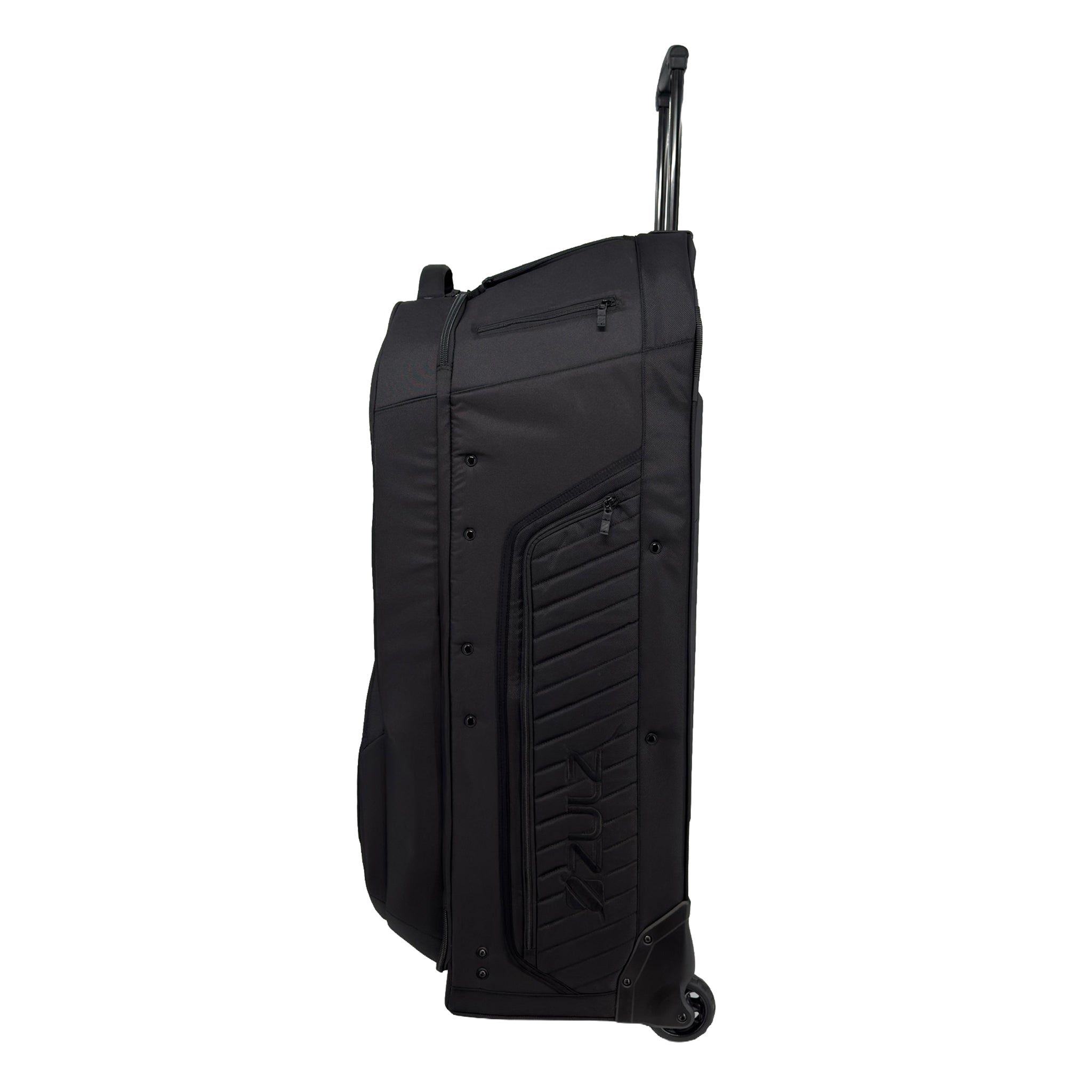 Black rolling gearbag on a white background