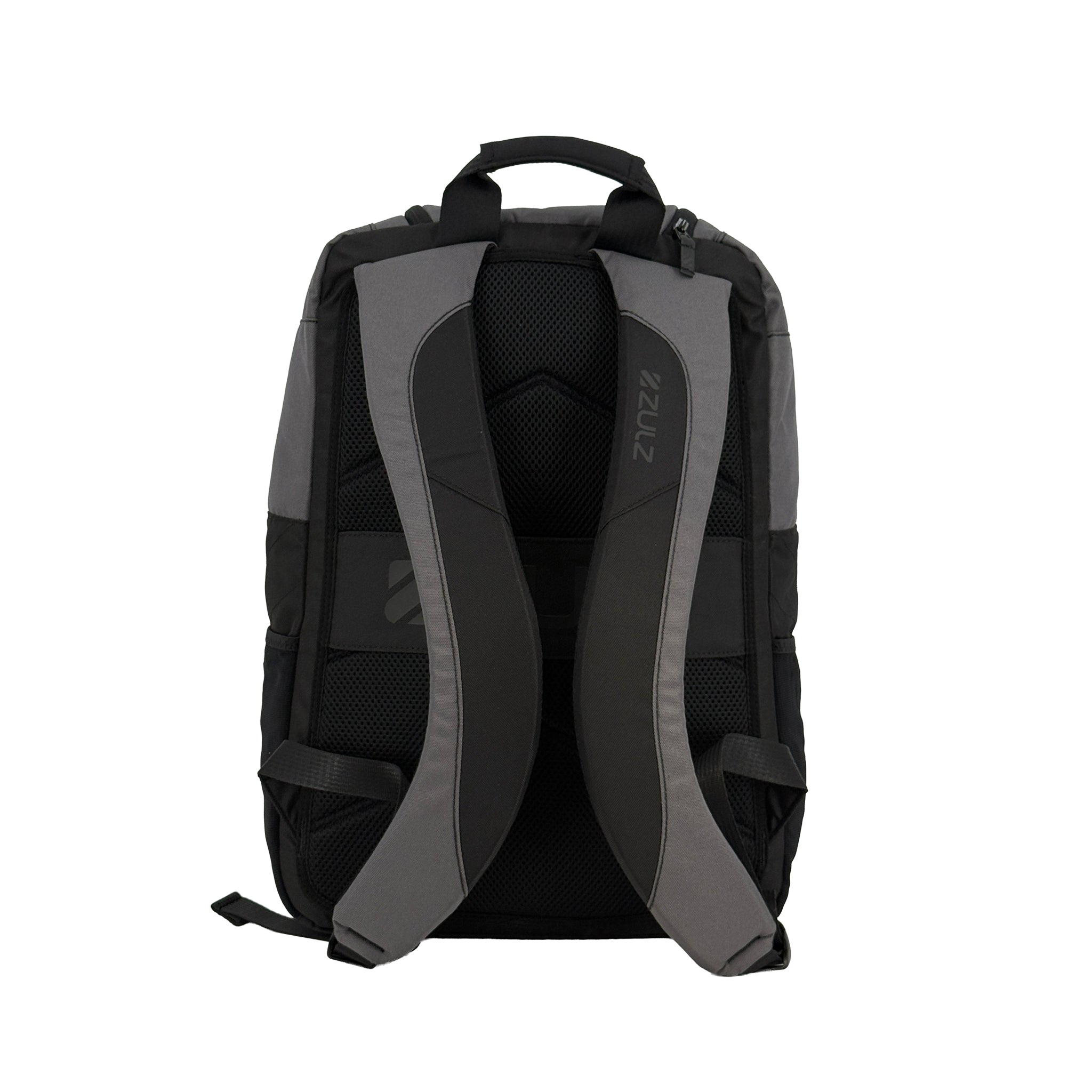 Black and gray backpack with visible brand logo on a white background