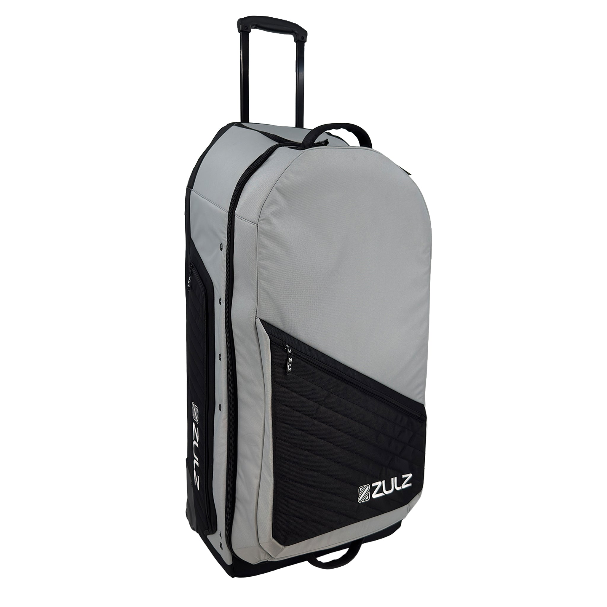 Light gray rolling gearbag on a white background