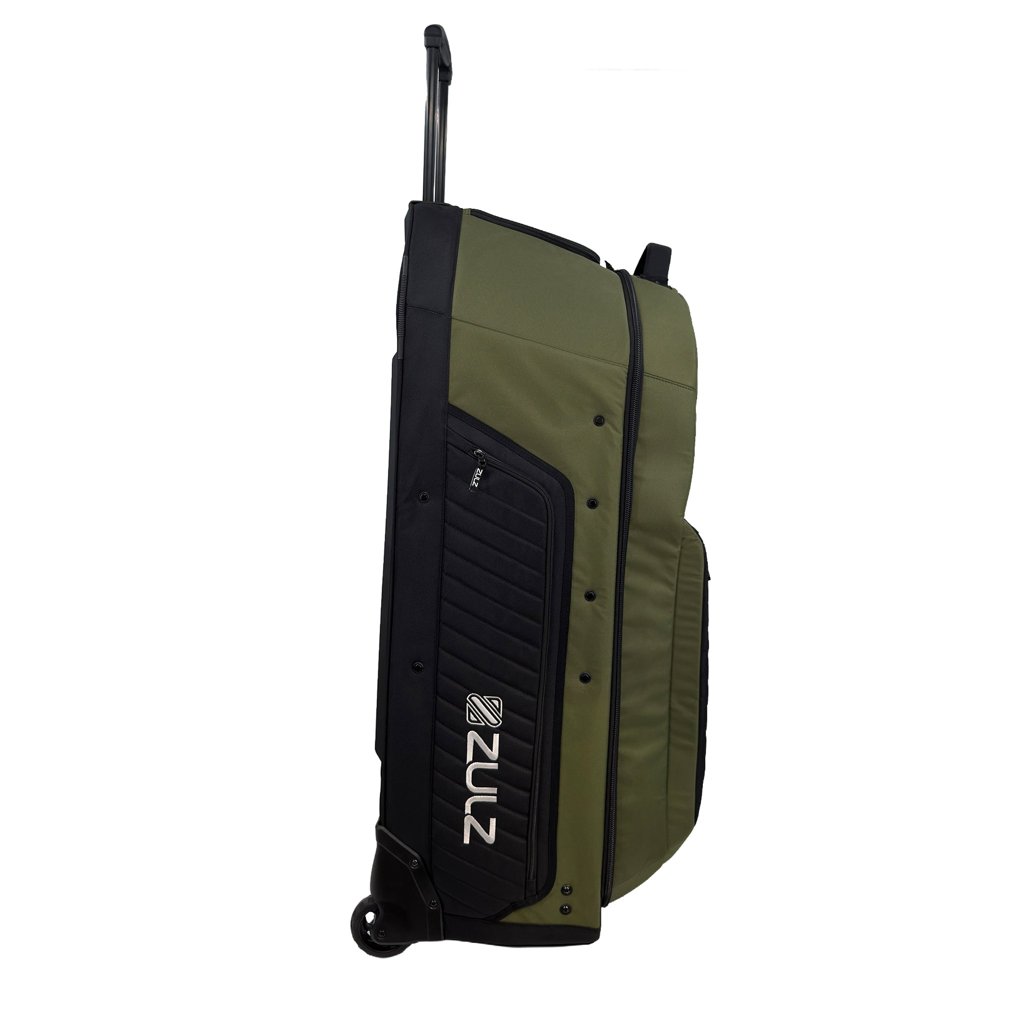 Military Green rolling gearbag on a white background