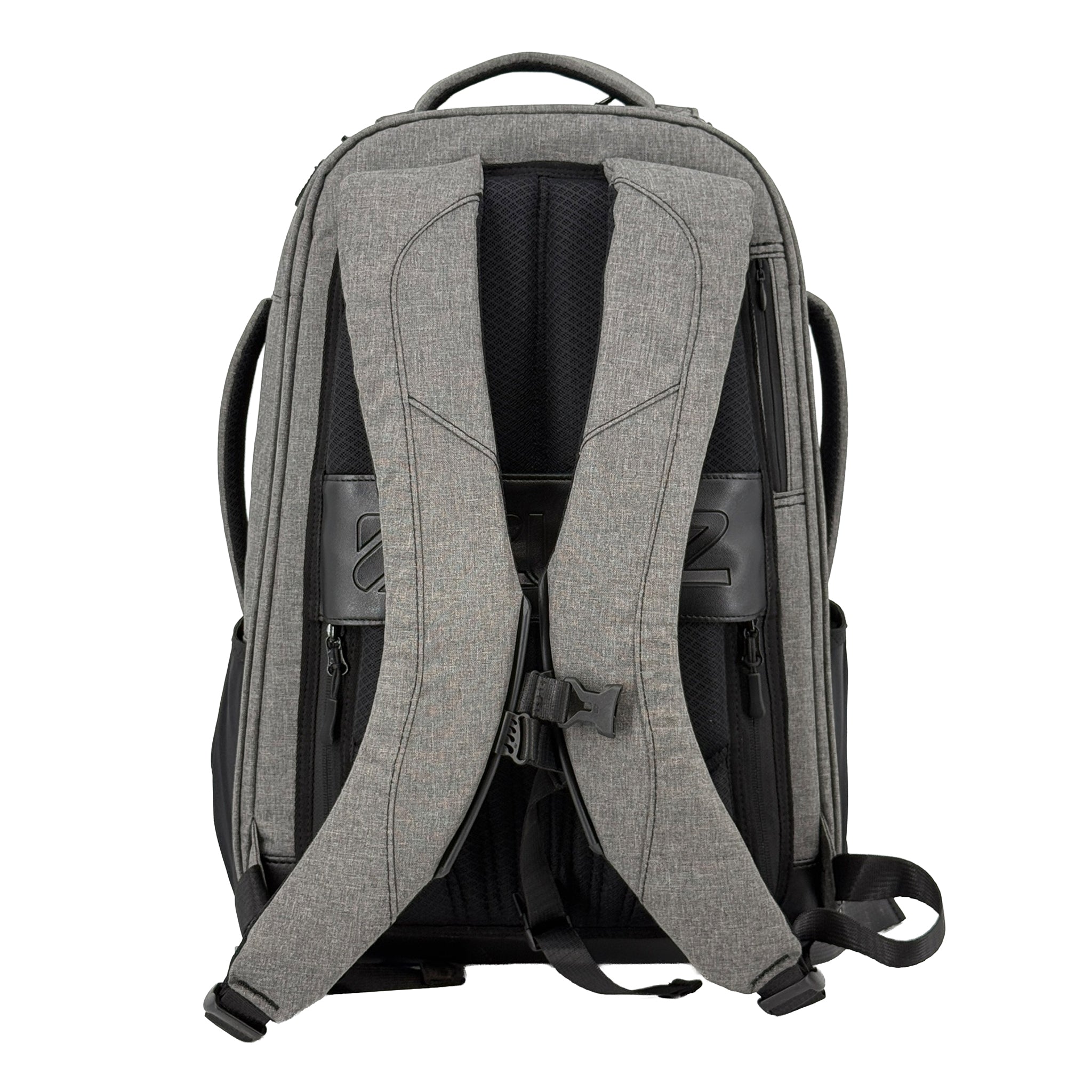 Charcoal Gray backpack showing the back side of bag on white background
