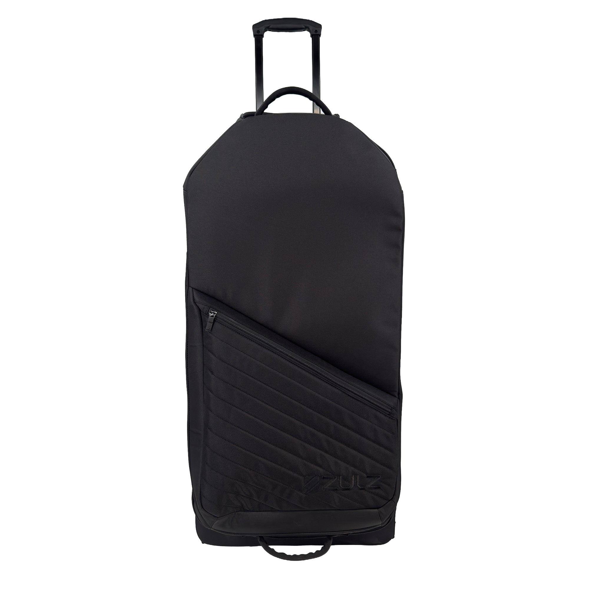 Black rolling gearbag on a white background