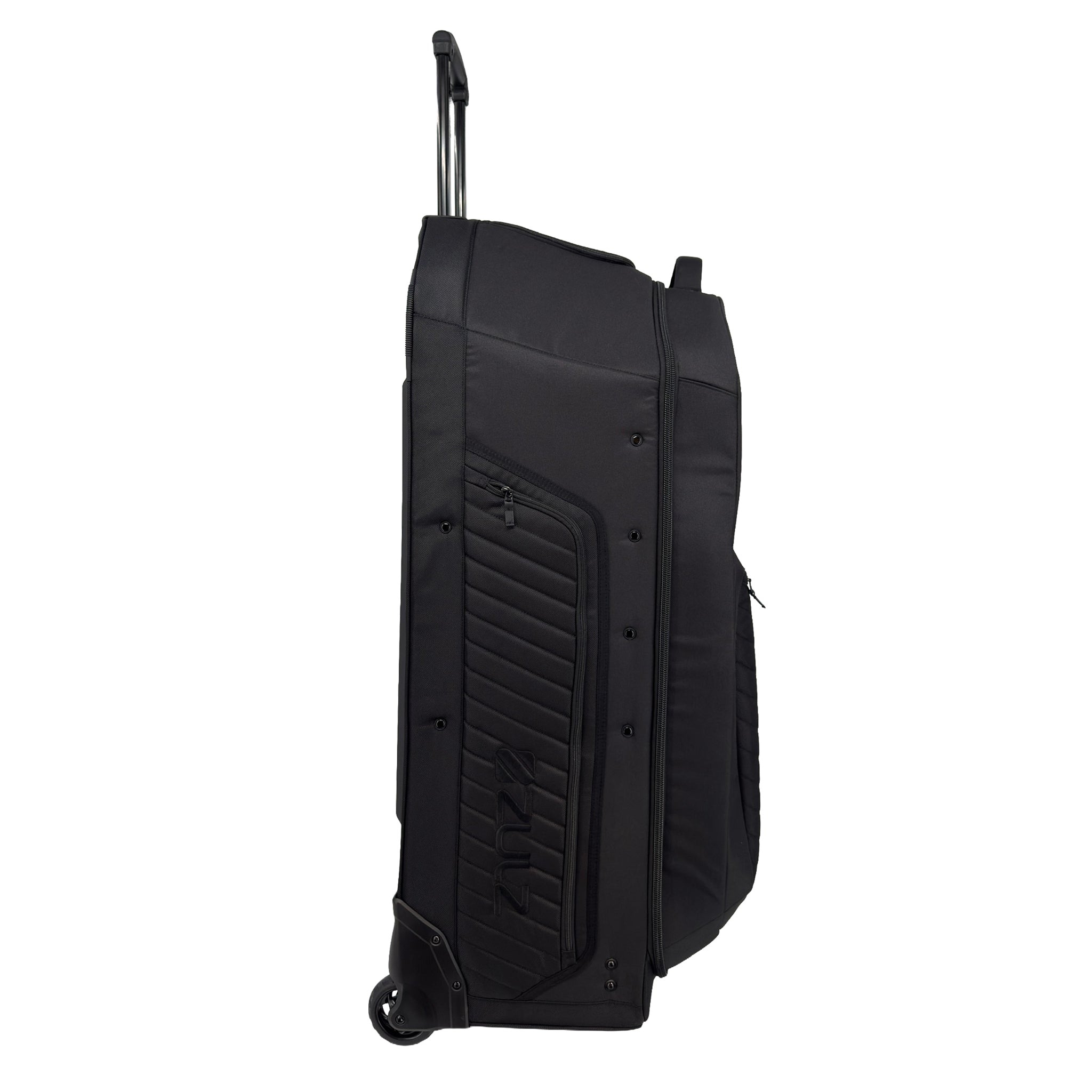 Black rolling gearbag on a white background