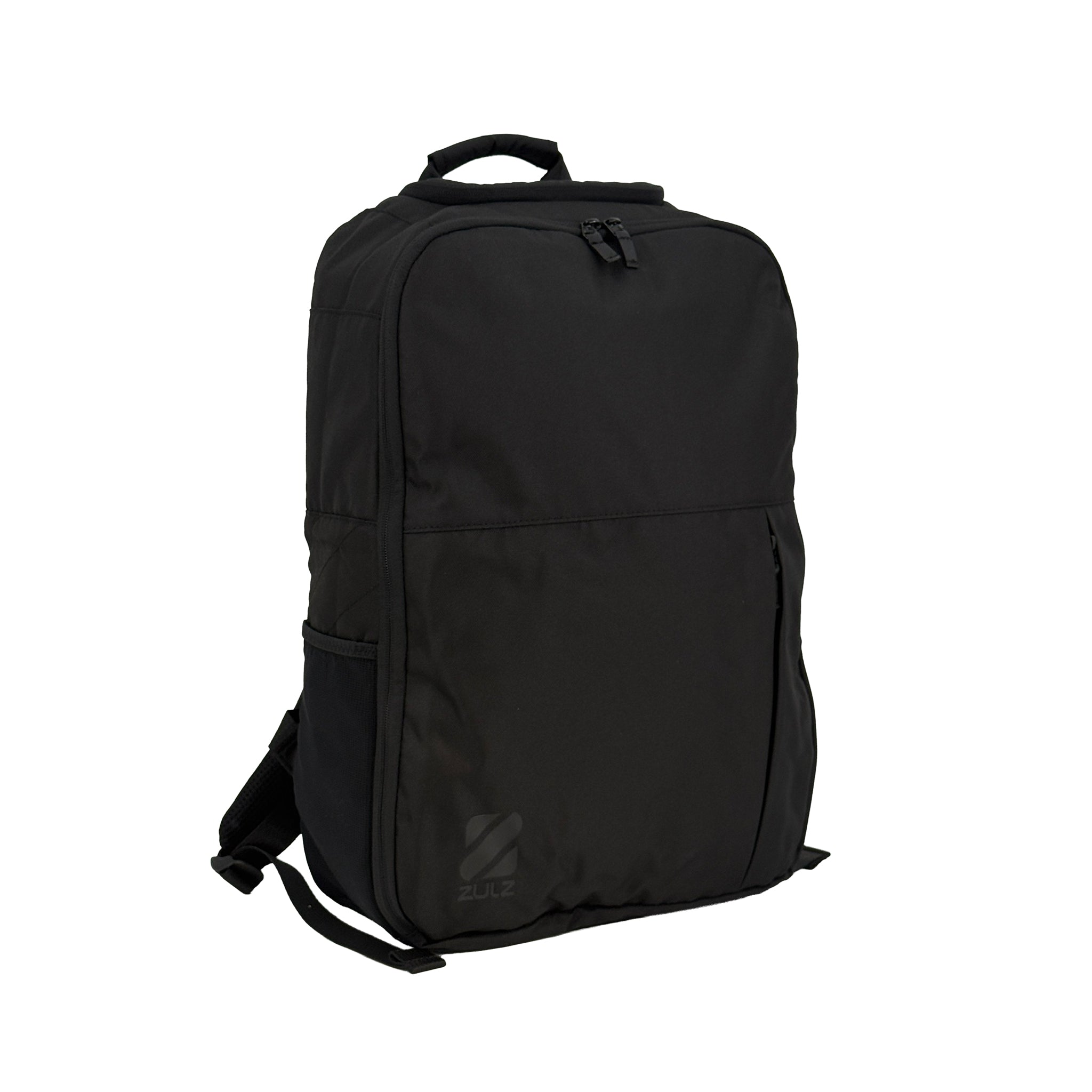 Black backpack on a white background