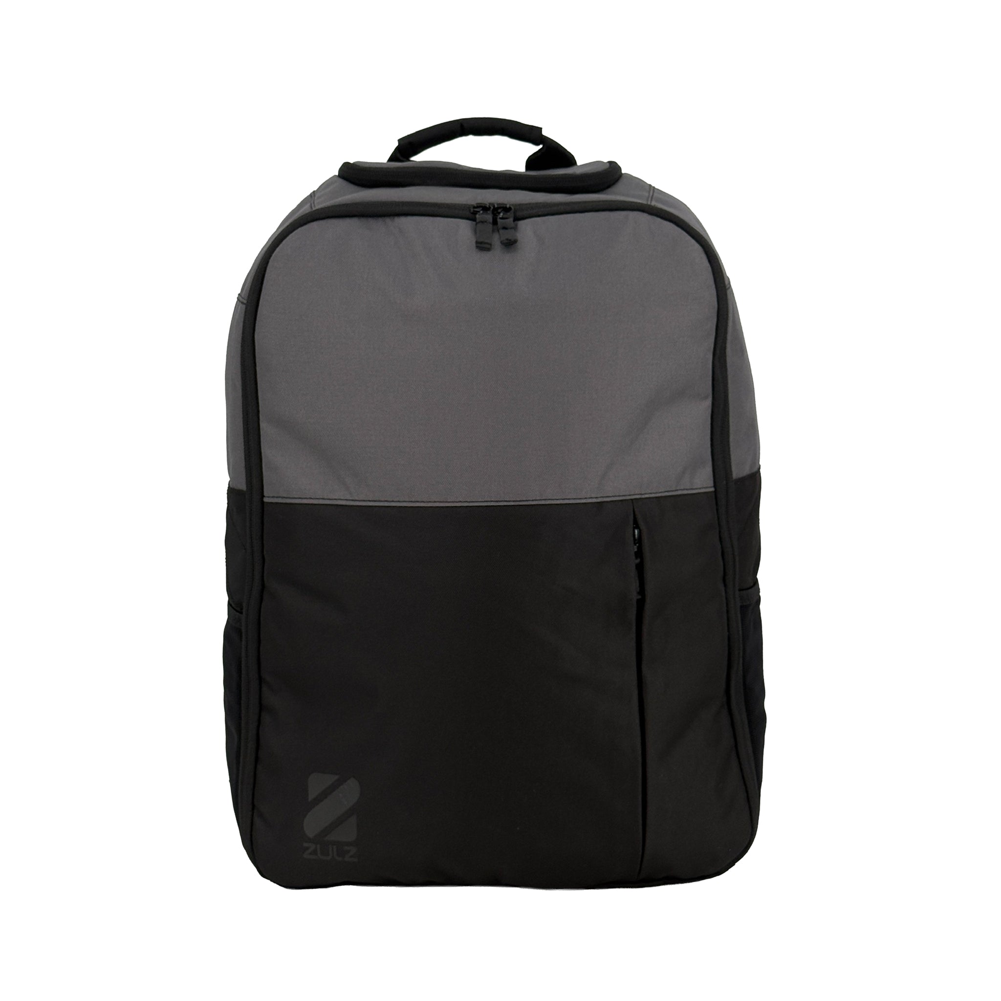 Black and gray backpack on a white background