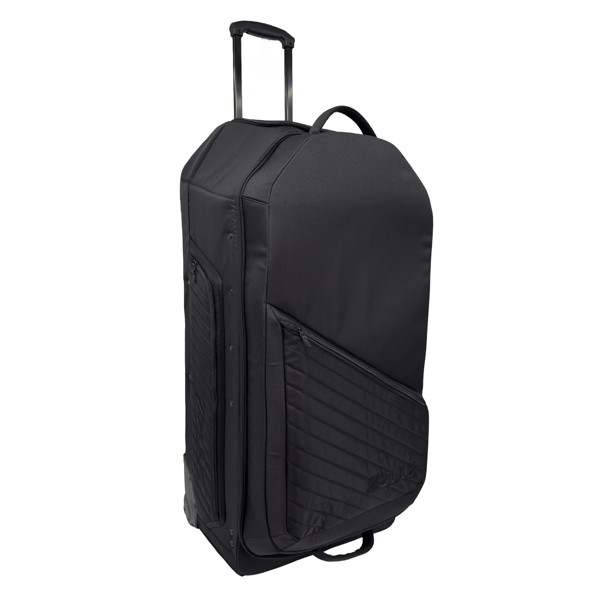 Black rolling gearbag on a white background