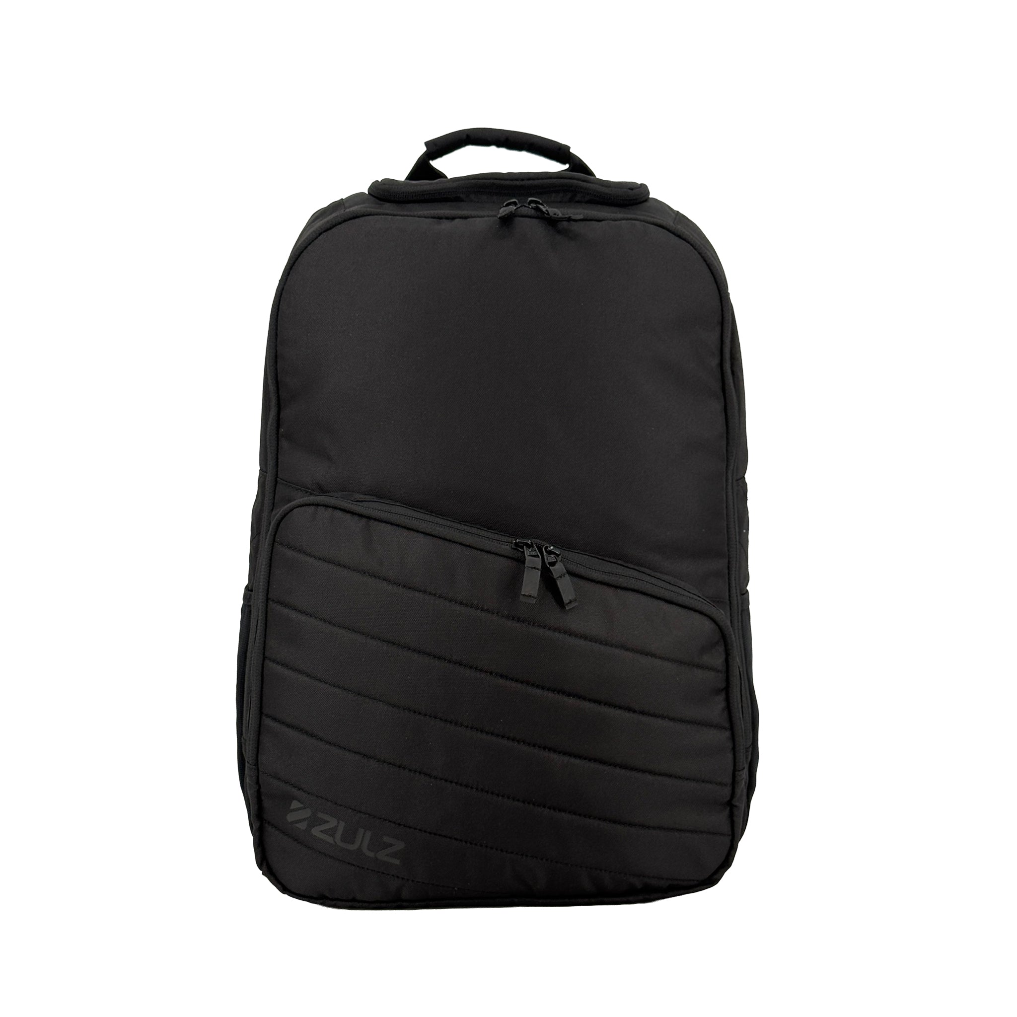 Black backpack with ZULZ branding on a white background