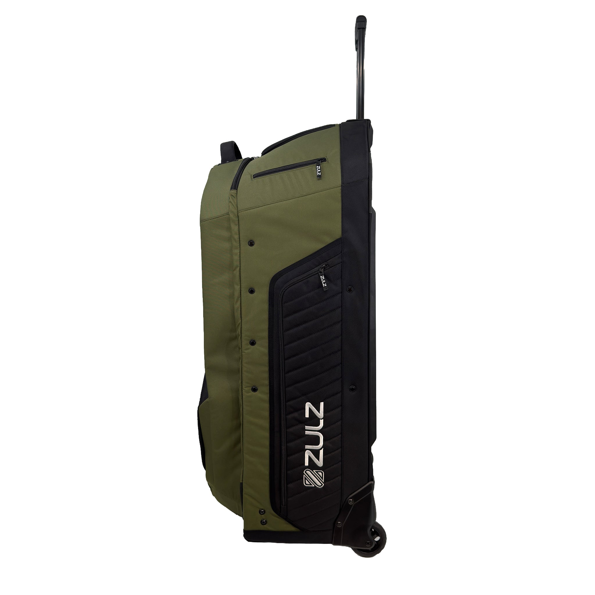 Military Green rolling gearbag on a white background