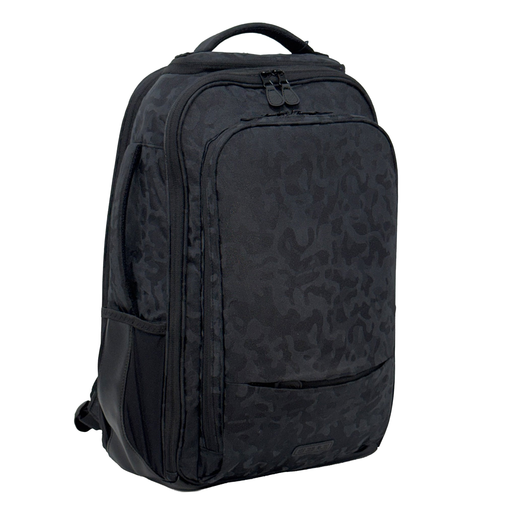 Black Camo backpack on white background