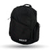 Black with red accent stitch premium versatile backpack with multiple compartments and padded shoulder straps.